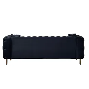 Chesterfield - Modern Tufted Velvet Living Room Sofa, 84.25\'\'W Couch - Black