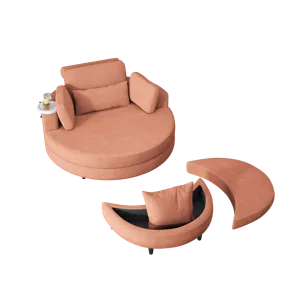 Corduroy Sofa With Two Throw Pillows, A Waist Pillow And An Extra Tray Is Comfortable For A Small Ap