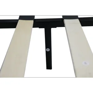Queen Size Upholstered Platform Bed Frame With Pull Point Tufted Headboard, Strong Slat Support, Mat