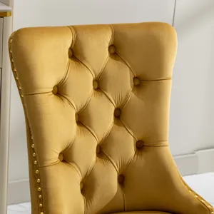 Nikki - Modern, High-End Tufted Solid Wood Contemporary Velvet Upholstered Dining Chair With Golden 