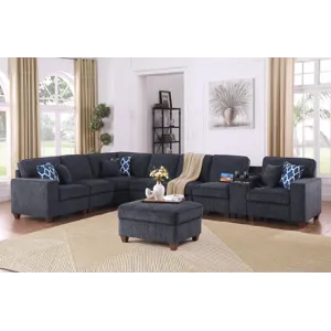 Lily - Sectional Sofa With Ottoman - Black