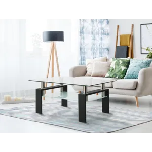 Rectangle Coffee Table, Modern Side Center Tables For Furniture - Clear / Black