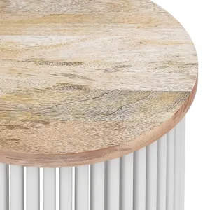 Demy - Metal and Wood Accent Table - Natural / White