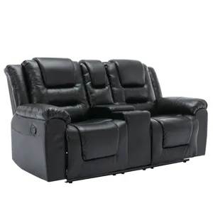 2 Seater Home Theater Recliner Manual Recliner Chair With A Storage Box And Two Cup Holders For Livi