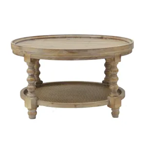 Round 2 Tiered Side Tabel, Natural End Tabel For Lving Room Bedroom Entryway - Brown