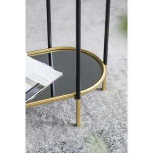 3 Tier Metal Console Table Mirrored Shelf - Black / Gold