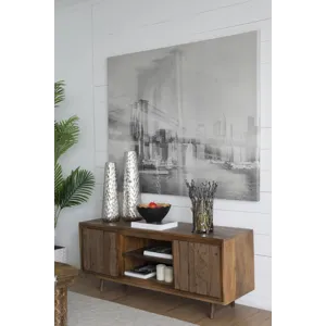 TV Cabinet With Recycle Wood 2 Door - Brown