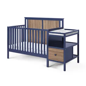 Connelly - 4-in-1 Crib and Changer Combo - Midnight Blue/Vintage Walnut