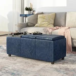 Avalon - Storage Ottoman - Denim Blue