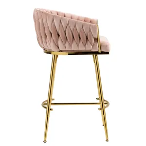 Counter Height Bar Stools (Set of 2) Kitchen Island Counter Bar Stool With Hand-Wave Back, Golden Ch
