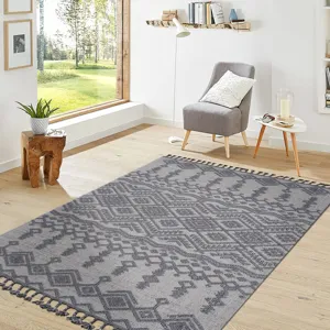 6\' x 9\' Traditional Indoor / Outdoor Area Rug - White / Gray