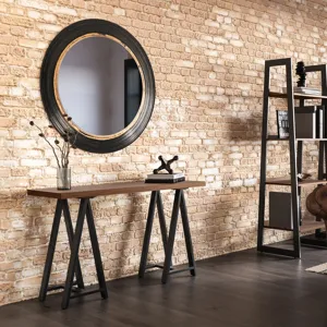 Sawhorse - Solid Walnut Veneer and Metal Console Sofa Table - Walnut