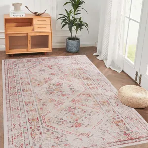 6\' x 9\' Area Rugs, Washable Rug, Low-Pile, Non-Slip, Non-Shedding, Foldable, Kid & Pet Friendly Ar