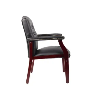 Leather Reception Guest Chairs With Padded Seat And Arms Ergonomic Mid-Back Office Executive Side Ch