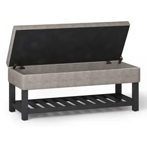 Cosmopolitan - Storage Ottoman Bench with Open Bottom - Distressed Grey Taupe