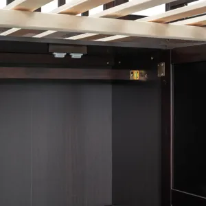 Full Size Loft Bed With Bookshelf, Drawers, Desk, And Wardrobe - Espresso