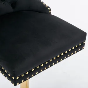 Thick Golden Swivel Velvet Barstools Adjusatble Seat Height From 27-35\", Modern Upholstered Bar Sto