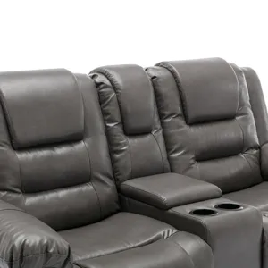 2 Seater Home Theater Recliner Manual Recliner Chair With A Storage Box And Two Cup Holders For Livi