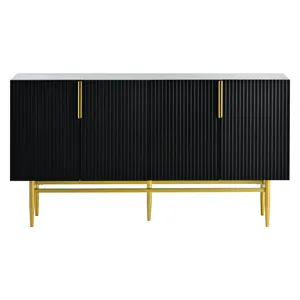 Modern Elegant 4 Door Sideboard Gold Metal Handle Buffet Cabinet For Dining Room, Living Room, Bedro