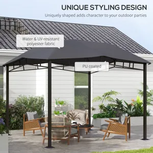 Outsunny - 10\' x 10\' Soft Top Patio Gazebo Outdoor Canopy With Unique Geometric Design Roof, All-W