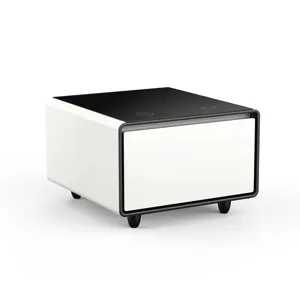 Modern Smart Side Table With Built-In Fridge, Wireless Charging, Temperature Control, Power Socket, 
