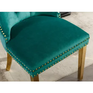 Nikki - Modern, High-End Tufted Solid Wood Contemporary Velvet Upholstered Dining Chair With Golden 