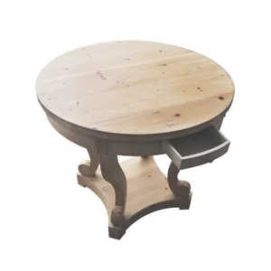 Curved Legs Farmhouse Style Small Size Round Dining Table End Table Side Table Coffee Table For Dine