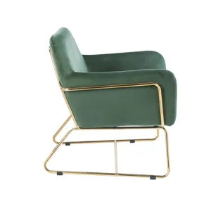 Keira - Velvet Accent Chair With Metal Base - Green