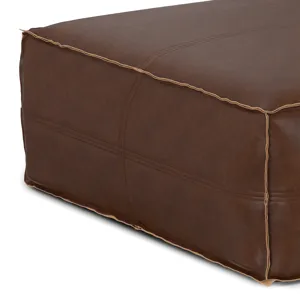 Brody - Extra Large Coffee Table Pouf - Distressed Dark Brown