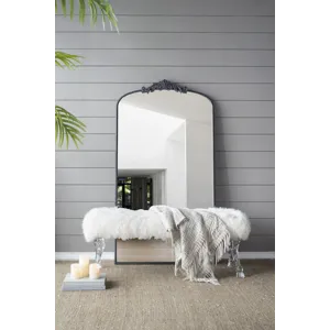 Full Length Mirror, Arched Mirror Hanging Or Leaning Against Wall, Large Mirror For Living Room - Bl