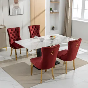 Nikki - Modern, High-End Tufted Solid Wood Contemporary Velvet Upholstered Dining Chair With Golden 