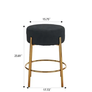 Round Bar Stools (Set of 2), Contemporary Upholstered Dining Stools For Kitchens, Coffee Shops And B