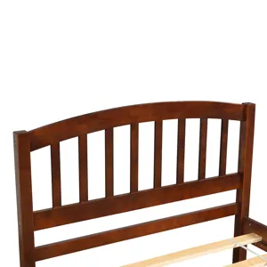 Twin Size Platform Bed Wood Bed Frame With Trundle Walnut