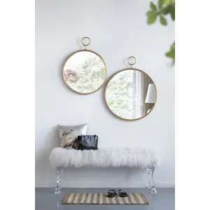 Circle Wall Mirror With Iron Frame, Accent Mirror For Living Room, Entryway, Office - Gold