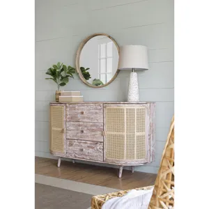 TV Console With Cane Doors - Multicolor