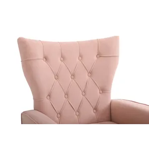 Modern Accent Chair With Ottoman, Comfy Armchair For Living Room, Bedroom, Apartment, Office - Pink