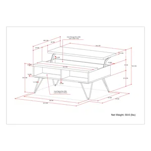 Hunter - Small Lift Top Coffee Table - Umber Brown / Gold