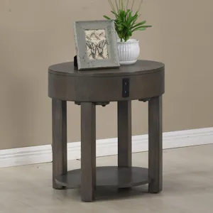 Jonah - 20\" MDF End Table With USB Ports - Light Brown