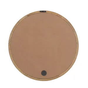 Circle Wall Mirror With Wooden Frame, Wall Mirror For Living Room - Brown