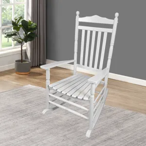 Balcony Porch Wood Adult Rocking Chair - White