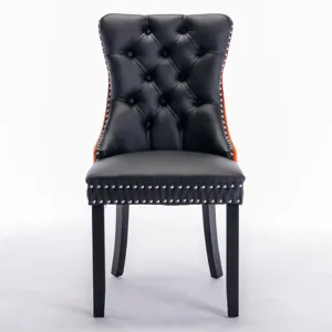 Nikki - Modern, High-End Tufted Solid Wood Contemporary PU And Velvet Upholstered Dining Chair With 
