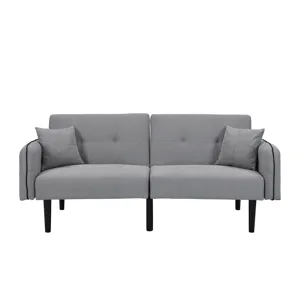 Folding Ottoman Sofa Bed With Stereo - Gray Fabric