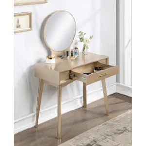 Maly - Contemporary Wood Vanity And Stool Set - Gold
