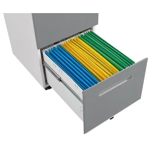 3 Drawer Mobile Locking File Cabinet, Rolling Filing Cabinet For Letter / A4 Size With 5 Wheels - Gr
