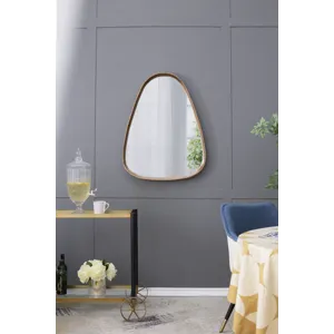 Irrgeular Mirror With Wood Frame, Wall Mirror For Living Room Bathroom Entryway - Brown