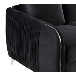 Hathaway - Velvet Modern Chic Loveseat Couch - Black