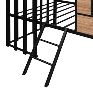 Twin Size Loft Bed With Roof, Window, Guardrail, Ladder Black