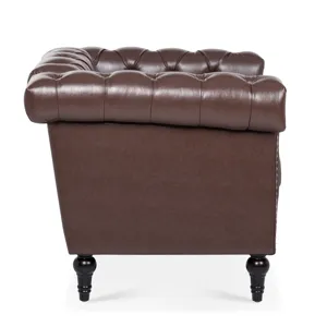 1 Seater Sofa For Living Room - Brown PU