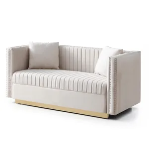 Contemporary Vertical Channel Tufted Sofa Loveseat Modern Upholstered Couch For Living Room With 2 P