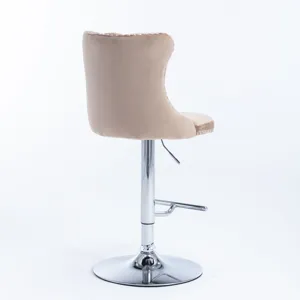 Swivel Velvet Barstools Adjusatble Seat Height From 25-33\", Modern Upholstered Chrome Base Bar Stoo